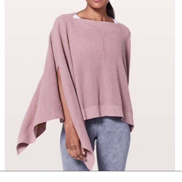 Lululemon Forward Flow Poncho Mauve Blush Pink Wrap One Size  Knit Scarf - Picture 4 of 15